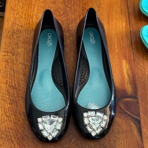 OKA b. Black Flats with Crystal Accents